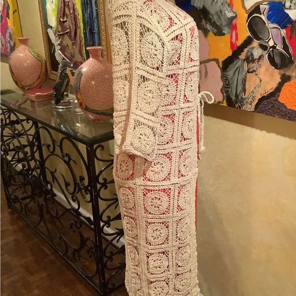 Tie front crochet maxi cardigan. - Picture 4 of 6